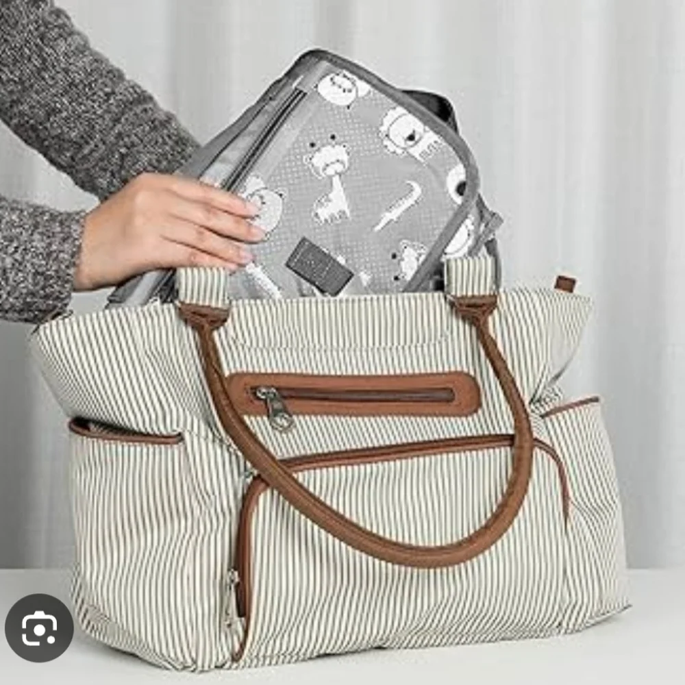Elegant Striped Baby Bag - Cream and Brown NWOT